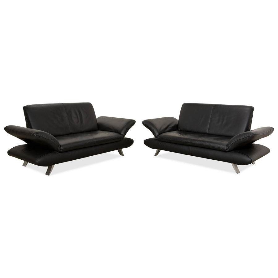 Koinor Rossini Leather Two-Seater Set Black Manual Function Sofa Couch