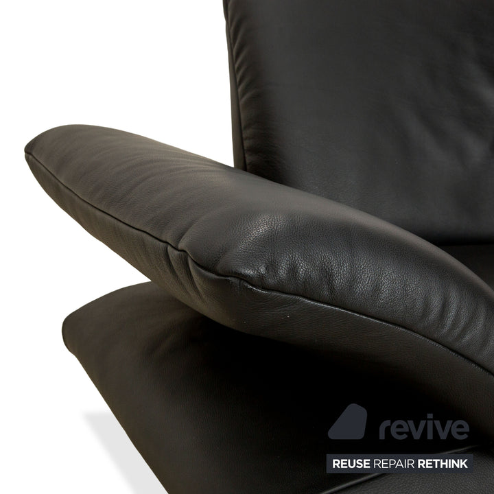 Koinor Rossini Leather Two-Seater Set Black Manual Function Sofa Couch