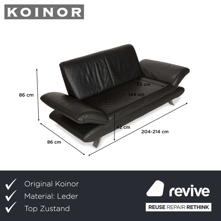 Koinor Rossini Leder Zweisitzer Grau Anthrazit manuelle Funktion Sofa Couch
