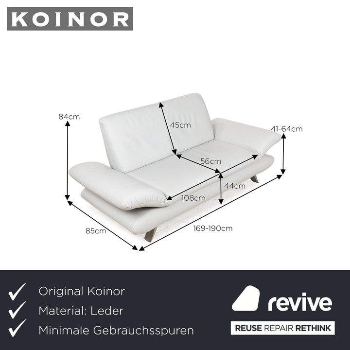 Koinor Rossini Leather Two Seater Grey Grey Blue Manual Function Sofa Couch