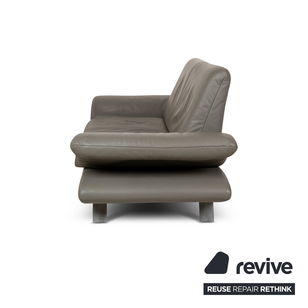 Koinor Rossini Leather Two Seater Grey Manual Function Sofa Couch