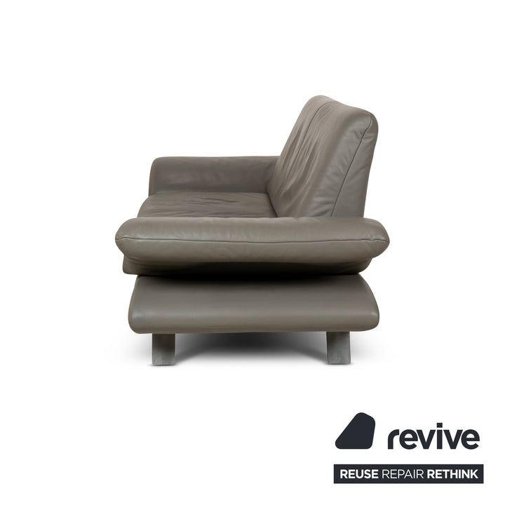 Koinor Rossini Leather Two Seater Grey Manual Function Sofa Couch