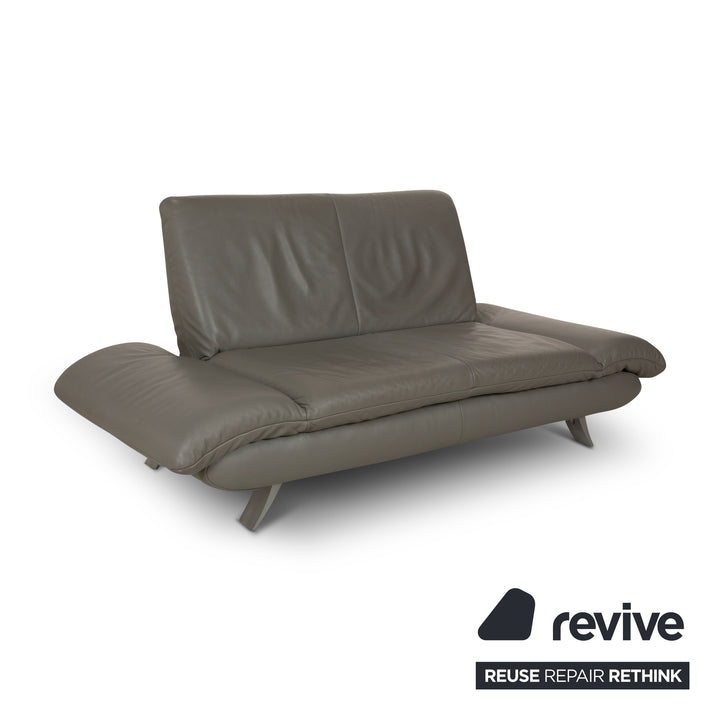 Koinor Rossini Leather Two Seater Grey Manual Function Sofa Couch