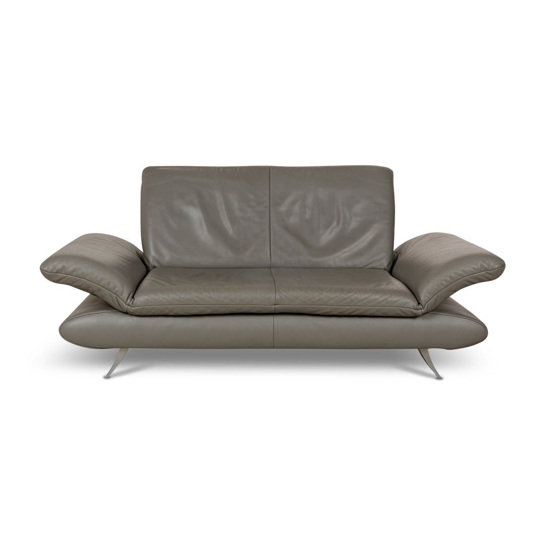 Koinor Rossini Leather Two Seater Grey Manual Function Sofa Couch