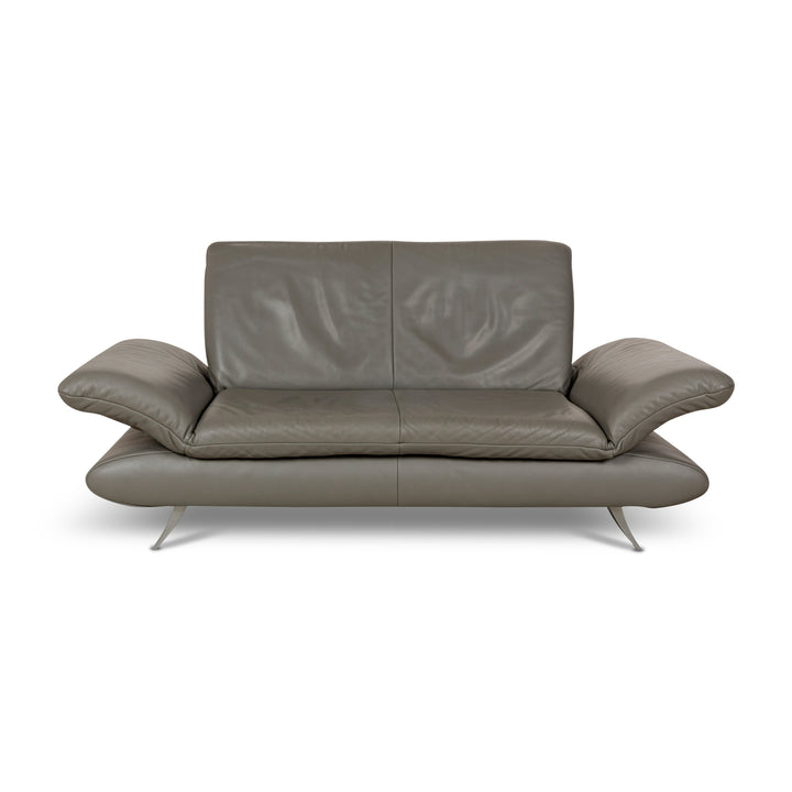 Koinor Rossini Leather Two Seater Grey Manual Function Sofa Couch