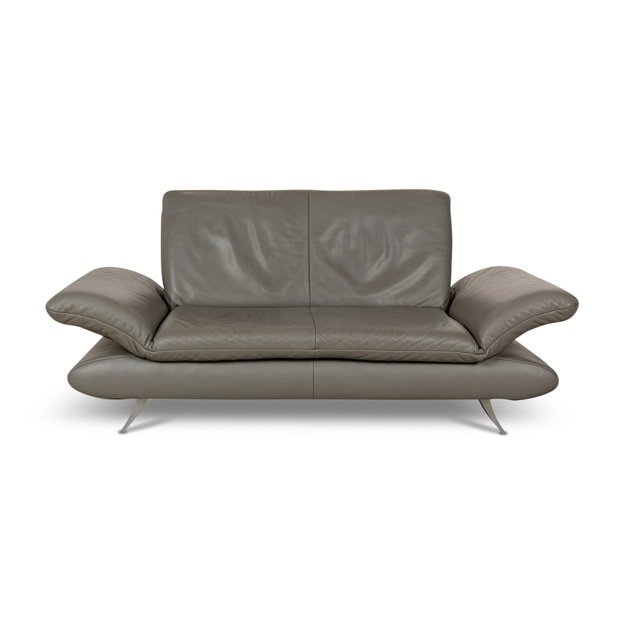 Koinor Rossini Leather Two Seater Grey Manual Function Sofa Couch