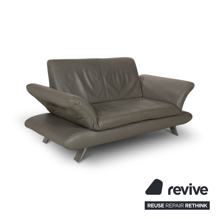 Koinor Rossini Leather Two Seater Grey Manual Function Sofa Couch