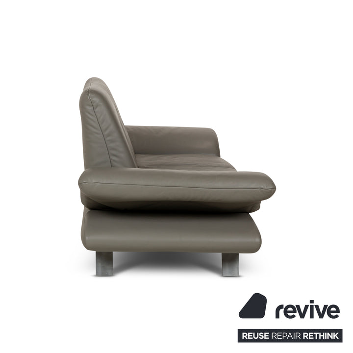 Koinor Rossini Leather Two Seater Grey Manual Function Sofa Couch