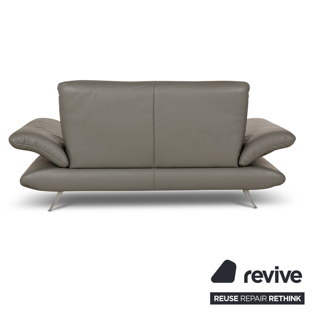 Koinor Rossini Leather Two Seater Grey Manual Function Sofa Couch