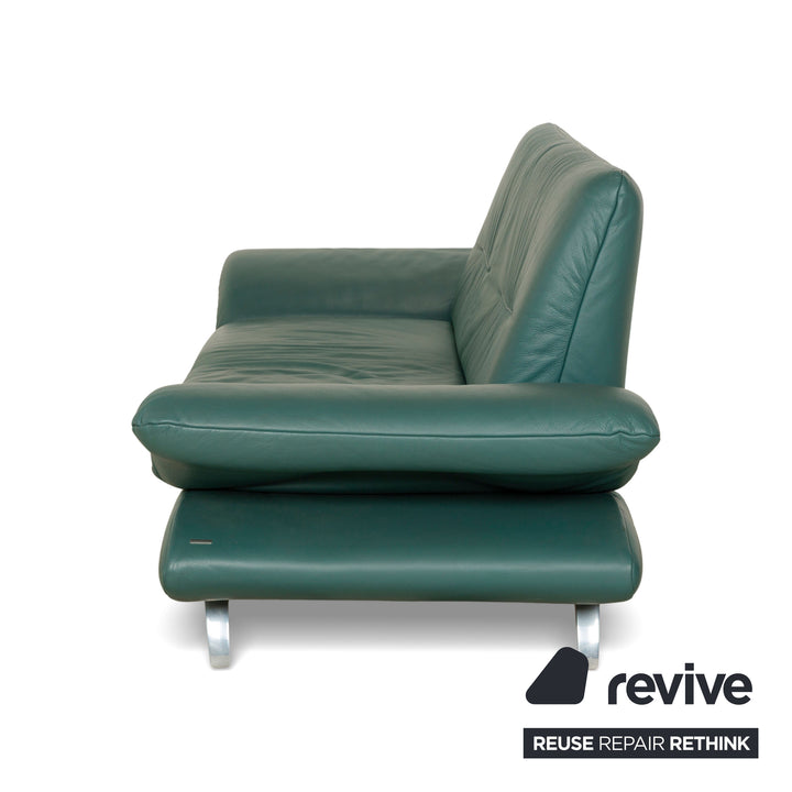 Koinor Rossini Leather Two-Seater Green/Petrol/Emerald Green Manual Function Sofa Couch