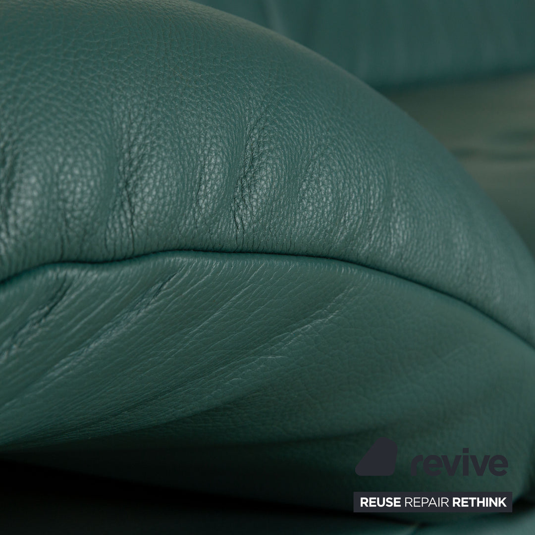 Koinor Rossini Leather Two-Seater Green/Petrol/Emerald Green Manual Function Sofa Couch