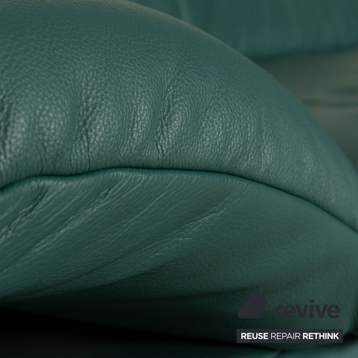 Koinor Rossini Leather Two-Seater Green/Petrol/Emerald Green Manual Function Sofa Couch