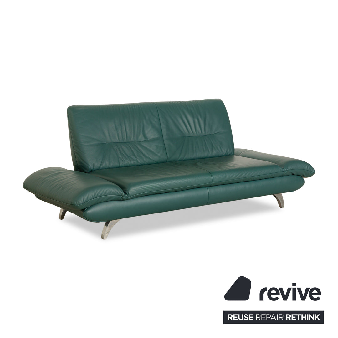Koinor Rossini Leather Two-Seater Green/Petrol/Emerald Green Manual Function Sofa Couch