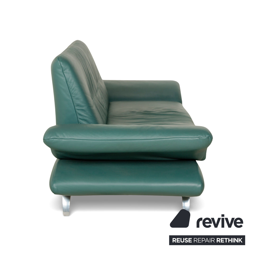 Koinor Rossini Leather Two-Seater Green/Petrol/Emerald Green Manual Function Sofa Couch
