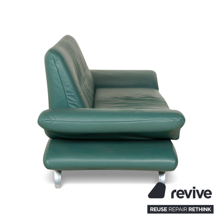 Koinor Rossini Leather Two-Seater Green/Petrol/Emerald Green Manual Function Sofa Couch