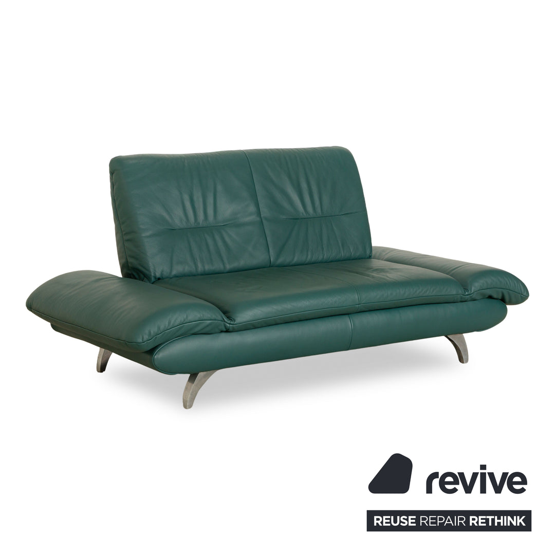 Koinor Rossini Leather Two-Seater Green/Petrol/Emerald Green Manual Function Sofa Couch