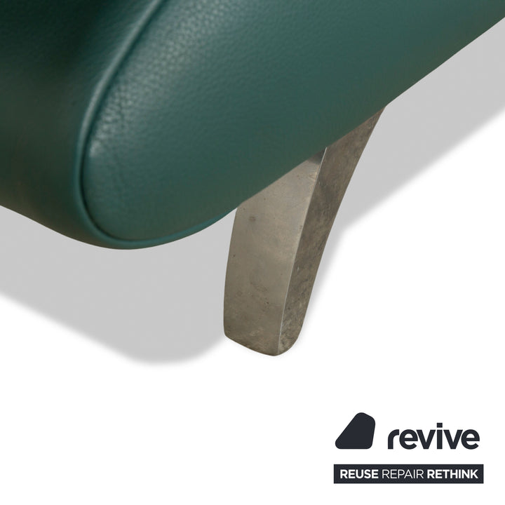 Koinor Rossini Leather Two-Seater Green/Petrol/Emerald Green Manual Function Sofa Couch