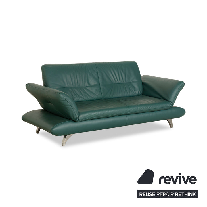 Koinor Rossini Leather Two-Seater Green/Petrol/Emerald Green Manual Function Sofa Couch
