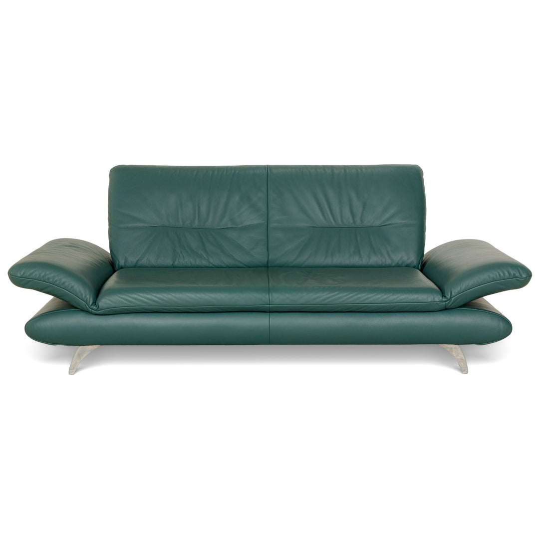 Koinor Rossini Leather Two-Seater Green/Petrol/Emerald Green Manual Function Sofa Couch