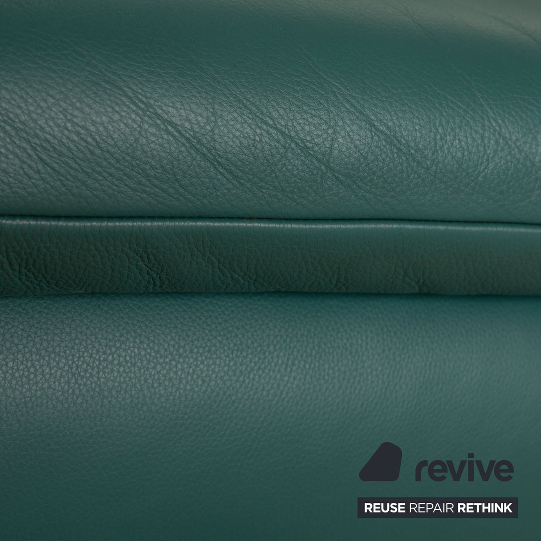 Koinor Rossini Leather Two-Seater Green/Petrol/Emerald Green Manual Function Sofa Couch