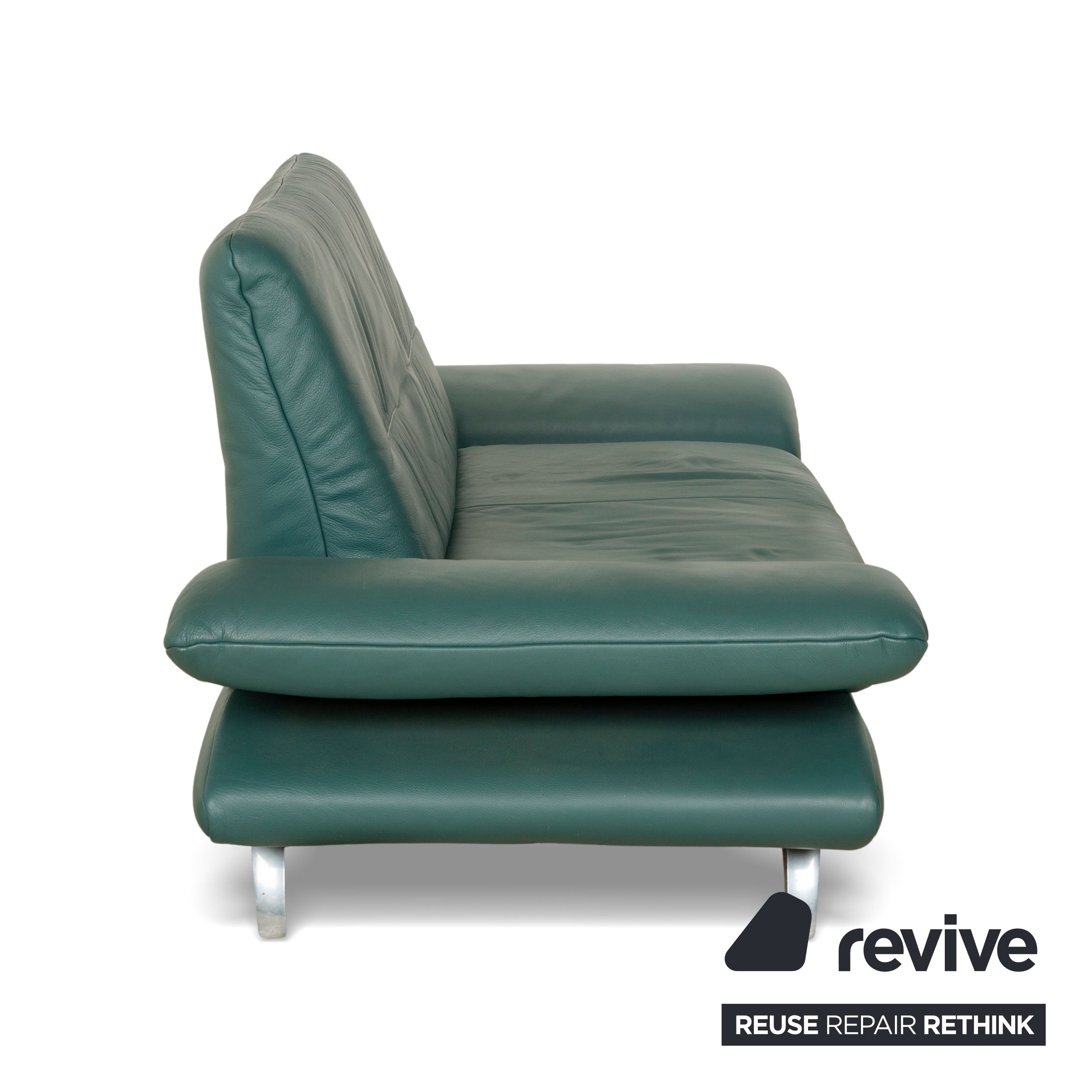 Koinor Rossini Leather Two-Seater Green/Petrol/Emerald Green Manual Function Sofa Couch