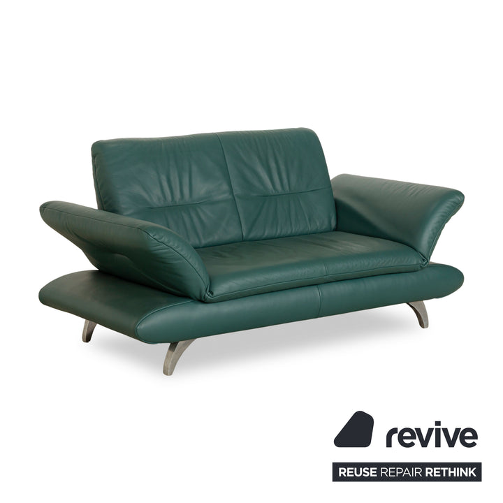 Koinor Rossini Leather Two-Seater Green/Petrol/Emerald Green Manual Function Sofa Couch