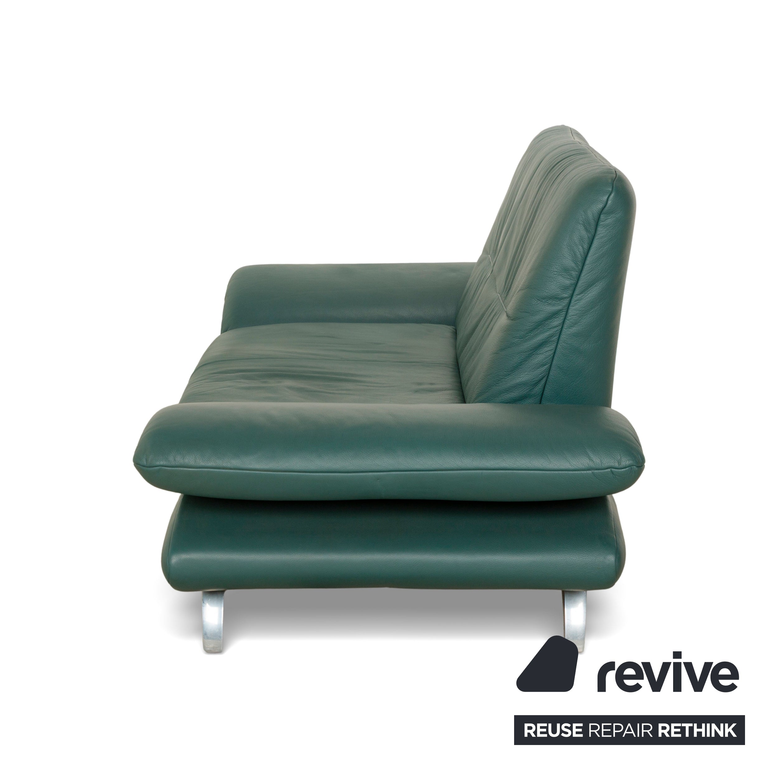 Koinor Rossini Leather Two-Seater Green/Petrol/Emerald Green Manual Function Sofa Couch