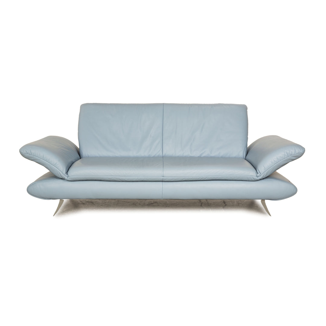 Koinor Rossini Leather Two Seater Light Blue Blue Manual Function Sofa Couch