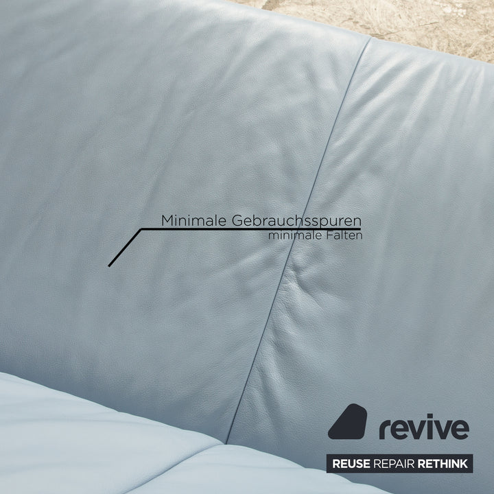 Koinor Rossini Canapé deux places en cuir bleu clair bleu à fonction manuelle