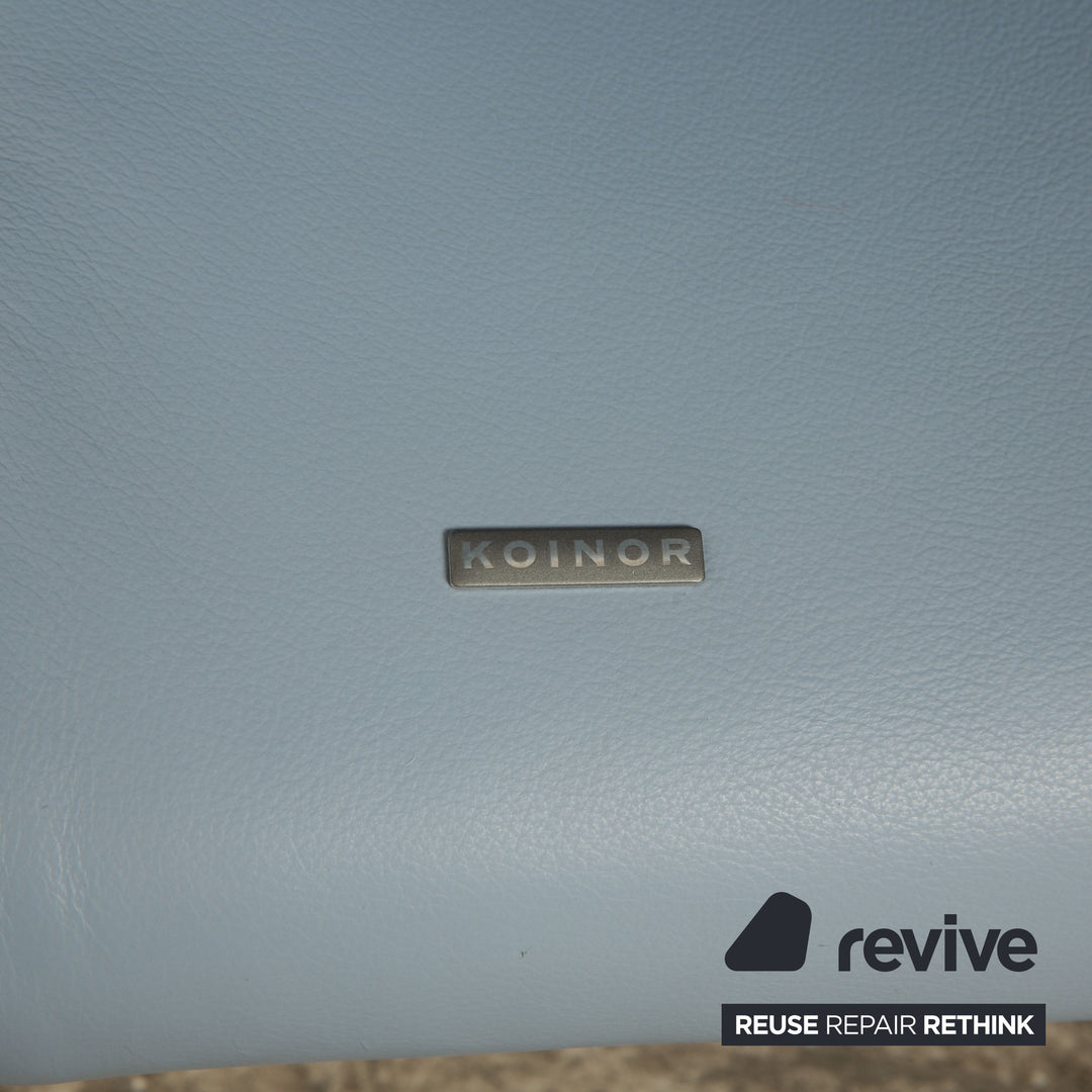 Koinor Rossini Leather Two Seater Light Blue Blue Manual Function Sofa Couch