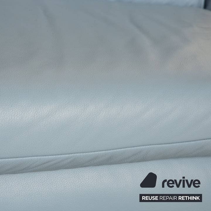 Koinor Rossini Leather Two Seater Light Blue Blue Manual Function Sofa Couch