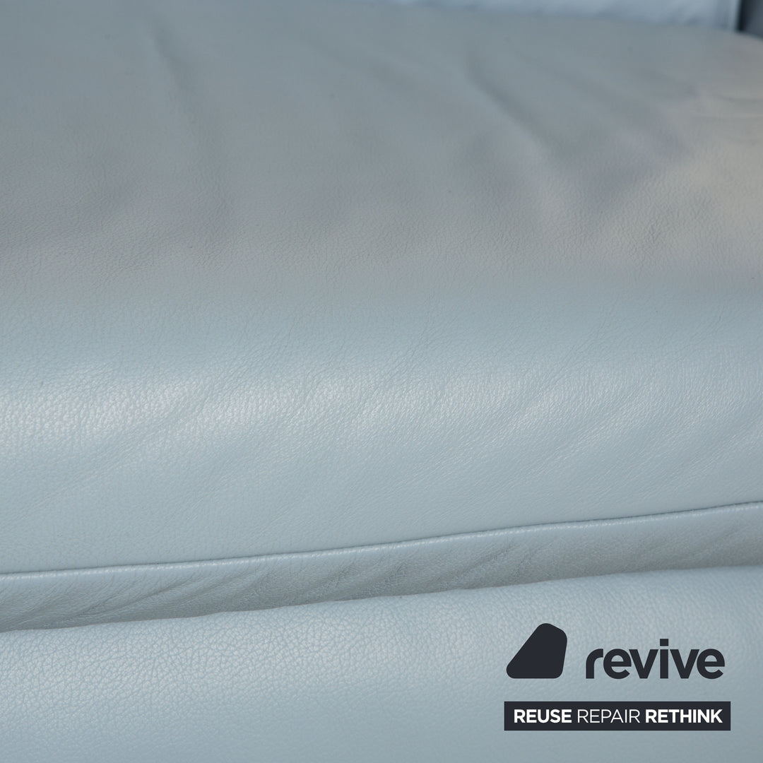 Koinor Rossini Canapé deux places en cuir bleu clair bleu à fonction manuelle