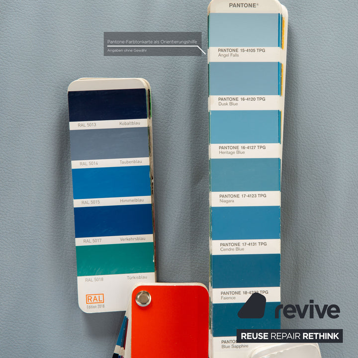 Koinor Rossini Leather Two Seater Light Blue Blue Manual Function Sofa Couch