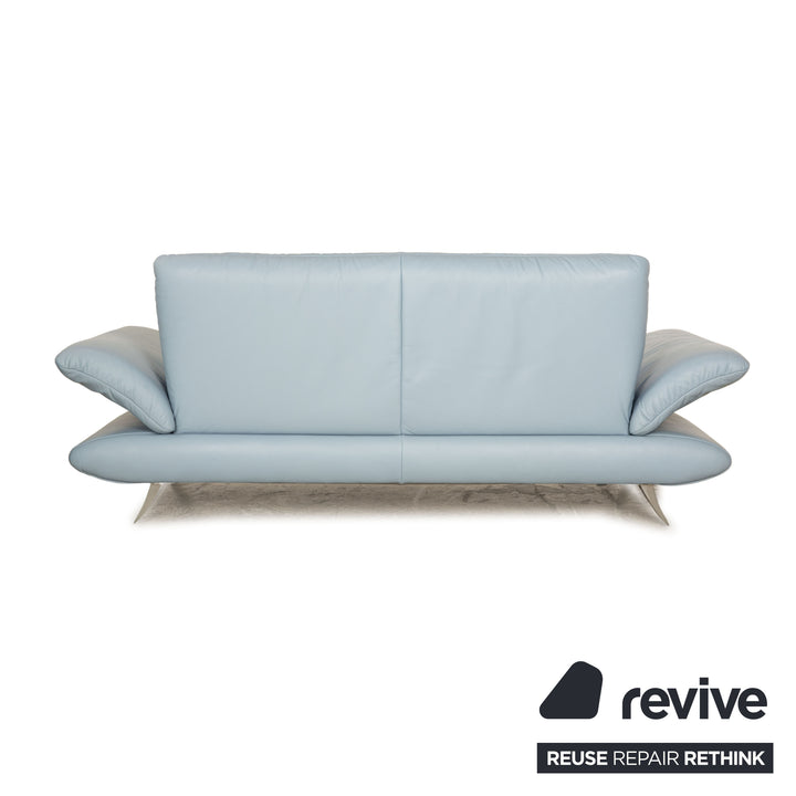 Koinor Rossini Leather Two Seater Light Blue Blue Manual Function Sofa Couch