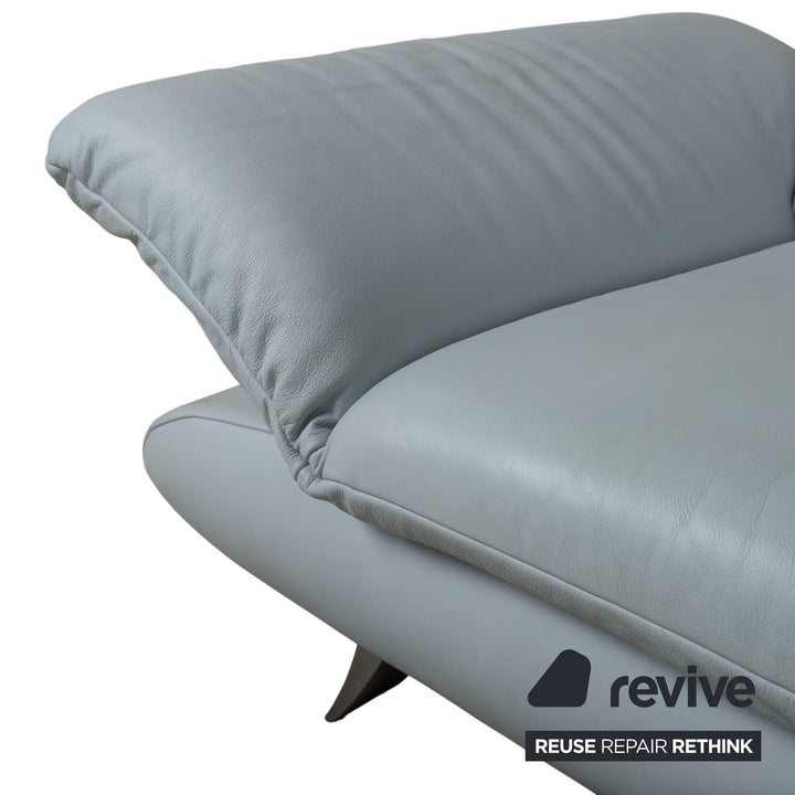 Koinor Rossini Leder Zweisitzer Hocker Blau Grau manuelle Funktion Sofa Couch