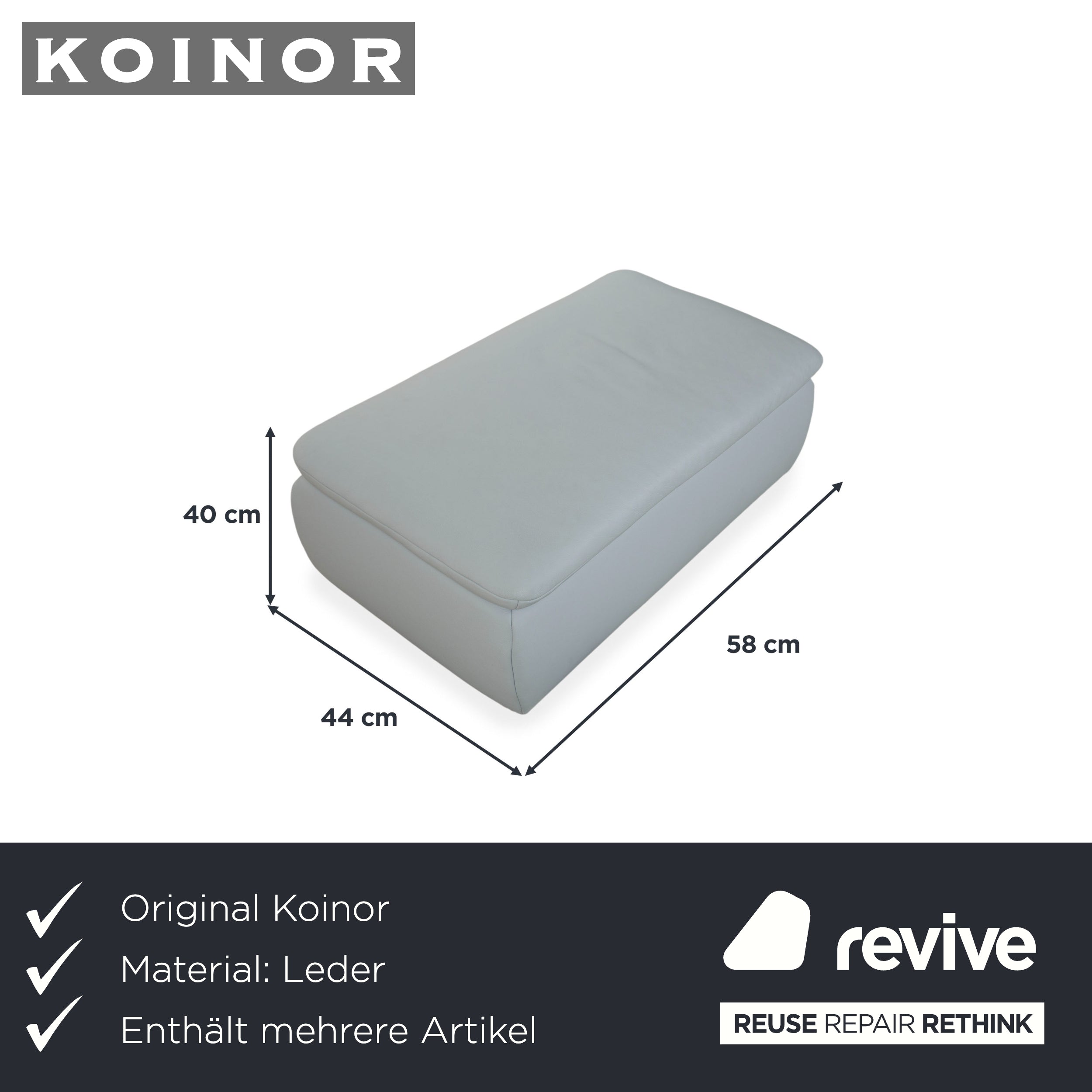 Koinor Rossini Leder Zweisitzer Hocker Blau Grau manuelle Funktion Sofa Couch