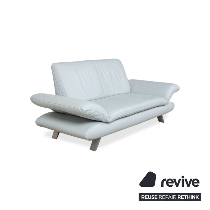 Koinor Rossini Leder Zweisitzer Hocker Blau Grau manuelle Funktion Sofa Couch