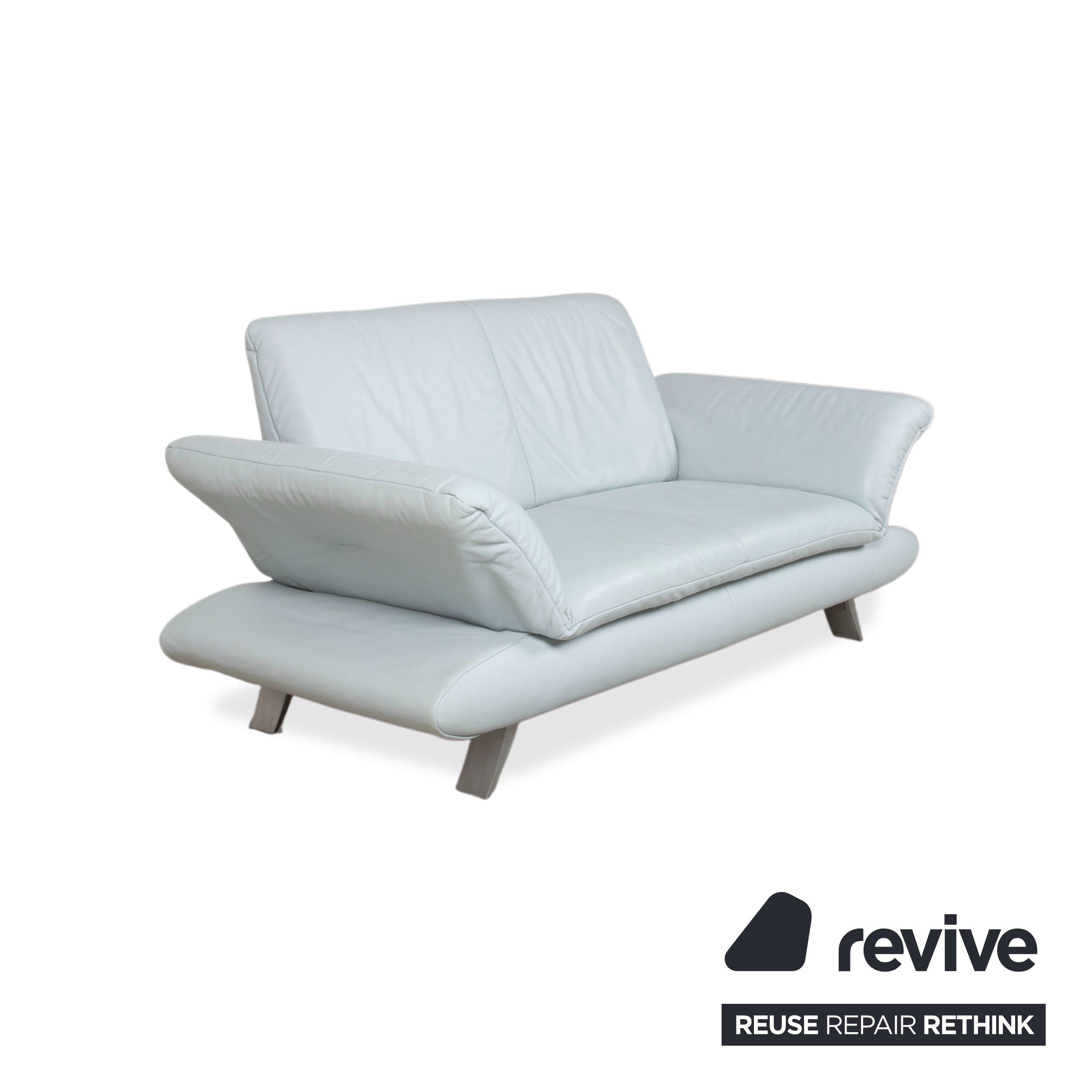 Koinor Rossini Leder Zweisitzer Hocker Blau Grau manuelle Funktion Sofa Couch