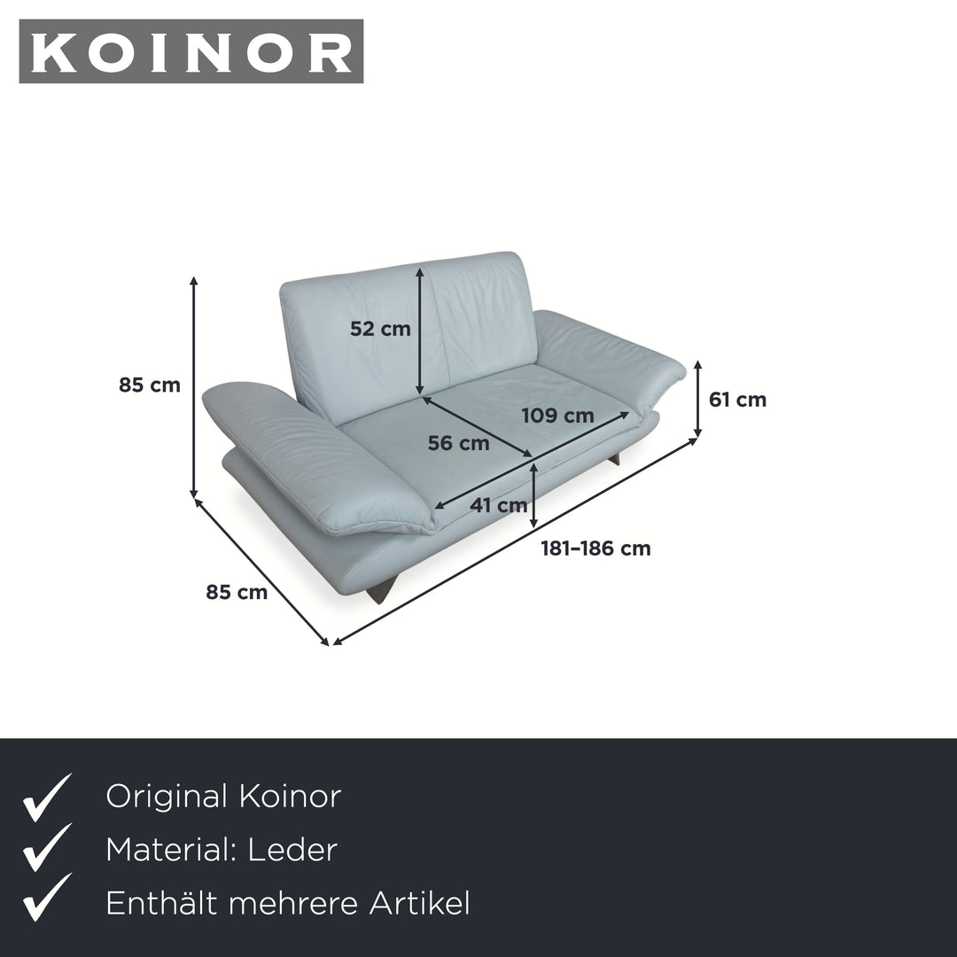 Koinor Rossini Leder Zweisitzer Hocker Blau Grau manuelle Funktion Sofa Couch