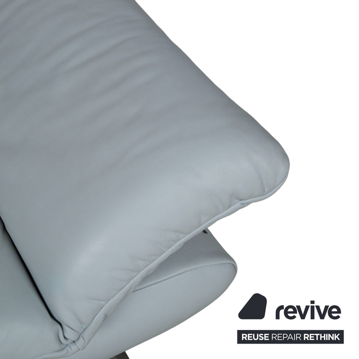 Koinor Rossini Leder Zweisitzer Hocker Blau Grau manuelle Funktion Sofa Couch