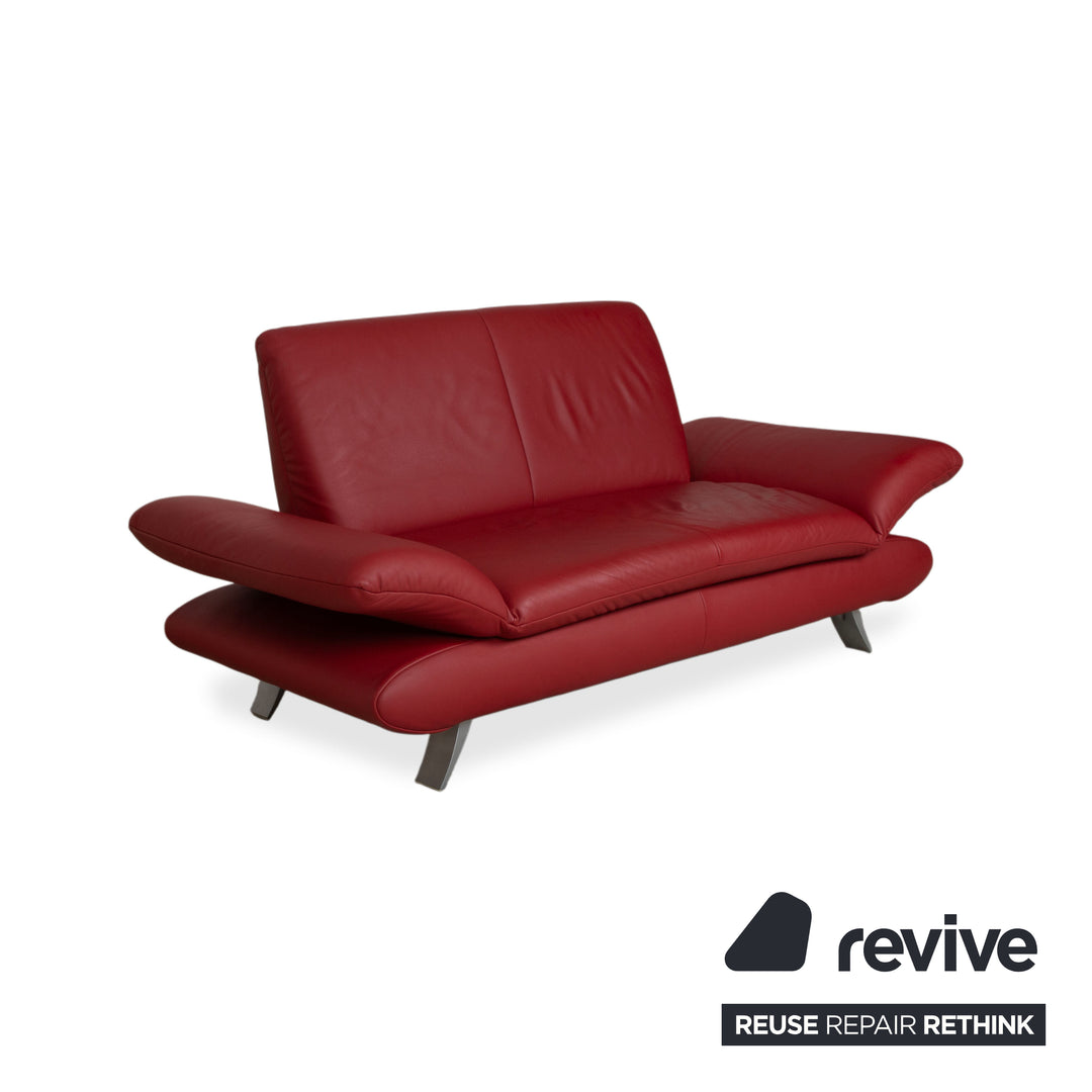 Koinor Rossini Leather Two Seater Red Manual Function Sofa Couch