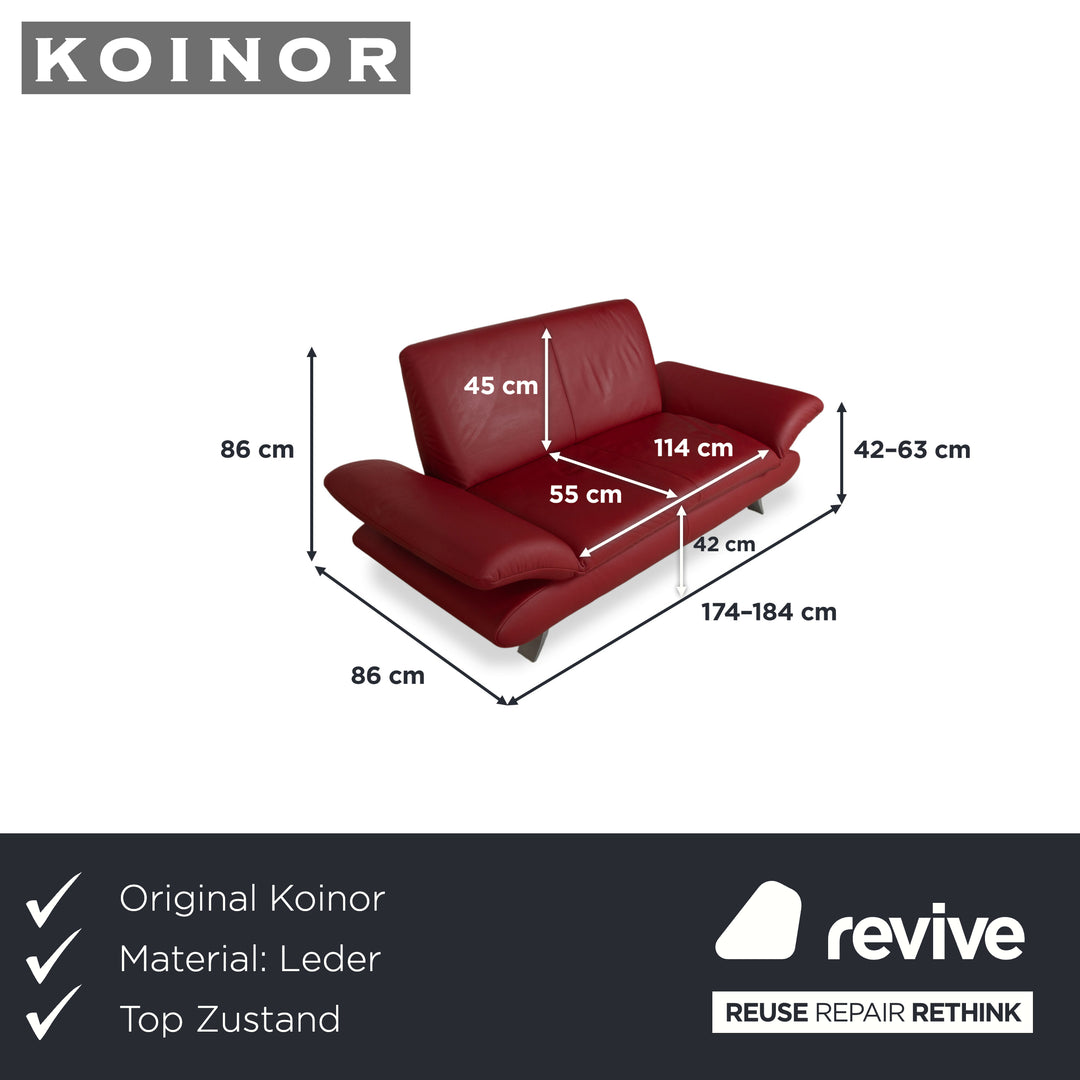 Koinor Rossini Leather Two Seater Red Manual Function Sofa Couch