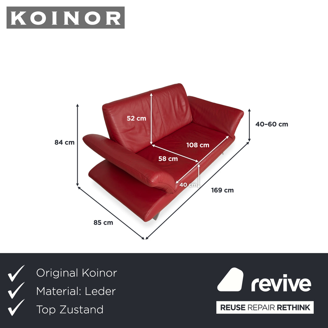 KOINOR Rossini Leather Two-Seater Red Manual Function Sofa Couch