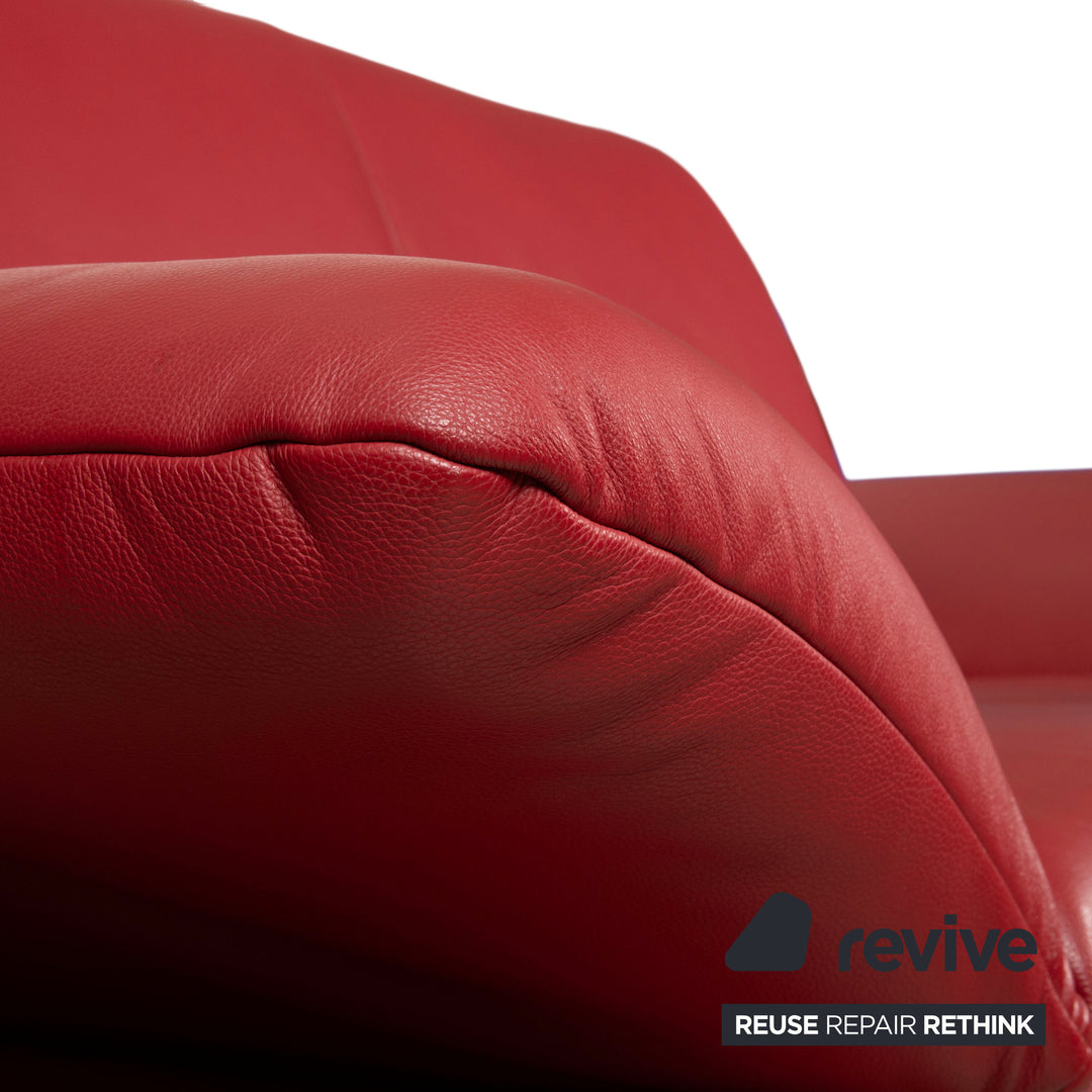 Koinor Rossini lederen tweezitsbank rood handmatige functie bank couch