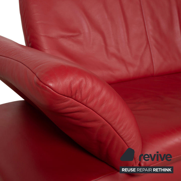 KOINOR Rossini Leather Two-Seater Red Manual Function Sofa Couch