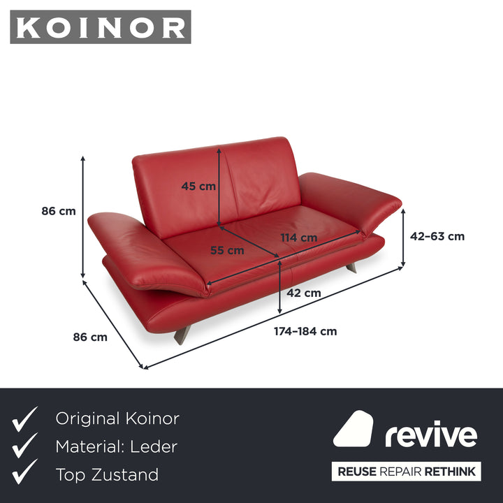 Koinor Rossini Leder Zweisitzer Rot manuelle Funktion Sofa Couch
