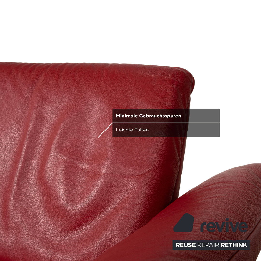 KOINOR Rossini Leather Two-Seater Red Manual Function Sofa Couch