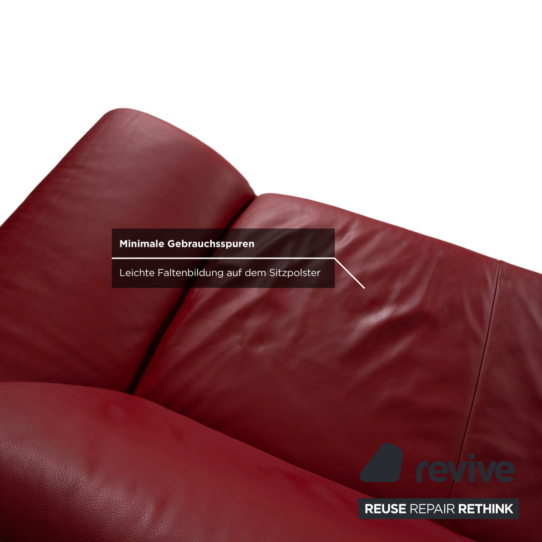 Koinor Rossini Leather Two Seater Red Manual Function Sofa Couch