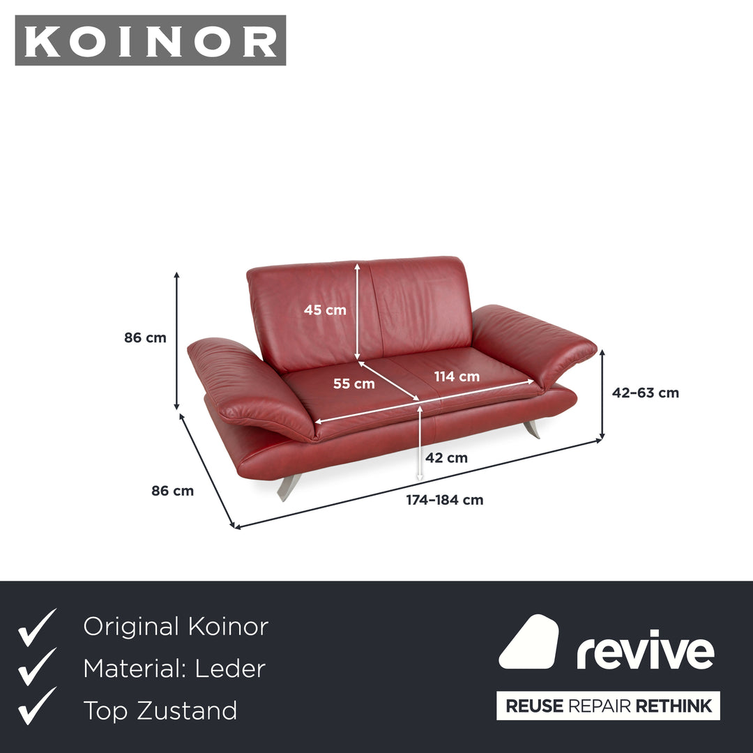 Koinor Rossini Leder Zweisitzer Rot Rubin manuelle Funktion Sofa Couch