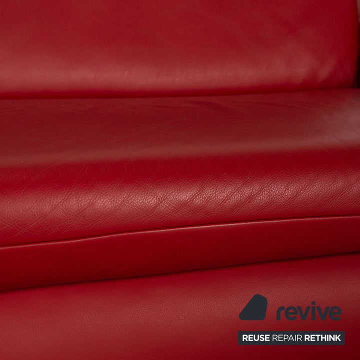 Koinor Rossini Leather Two Seater Red Sofa Couch